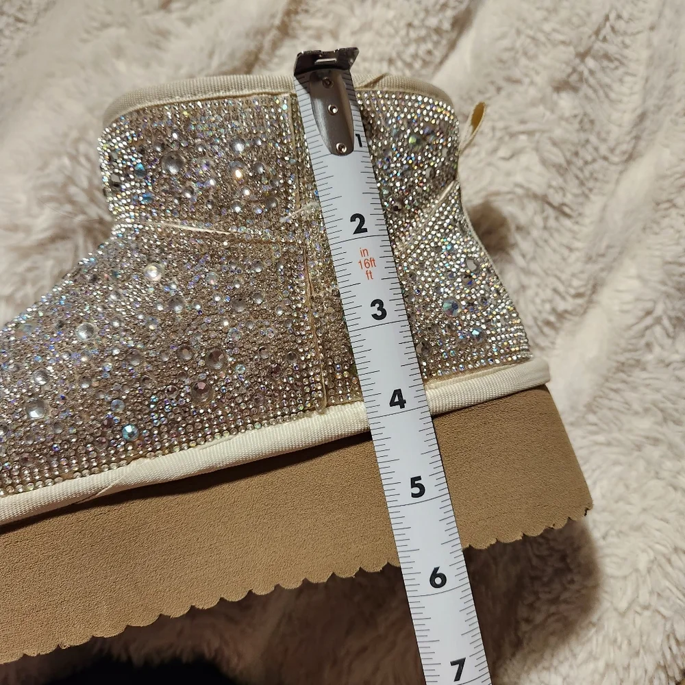 Hey Girl by Corkys Womens Sz 6 Booties "Homebody" All Over Rhinestone Platform - Picture 6 of 13